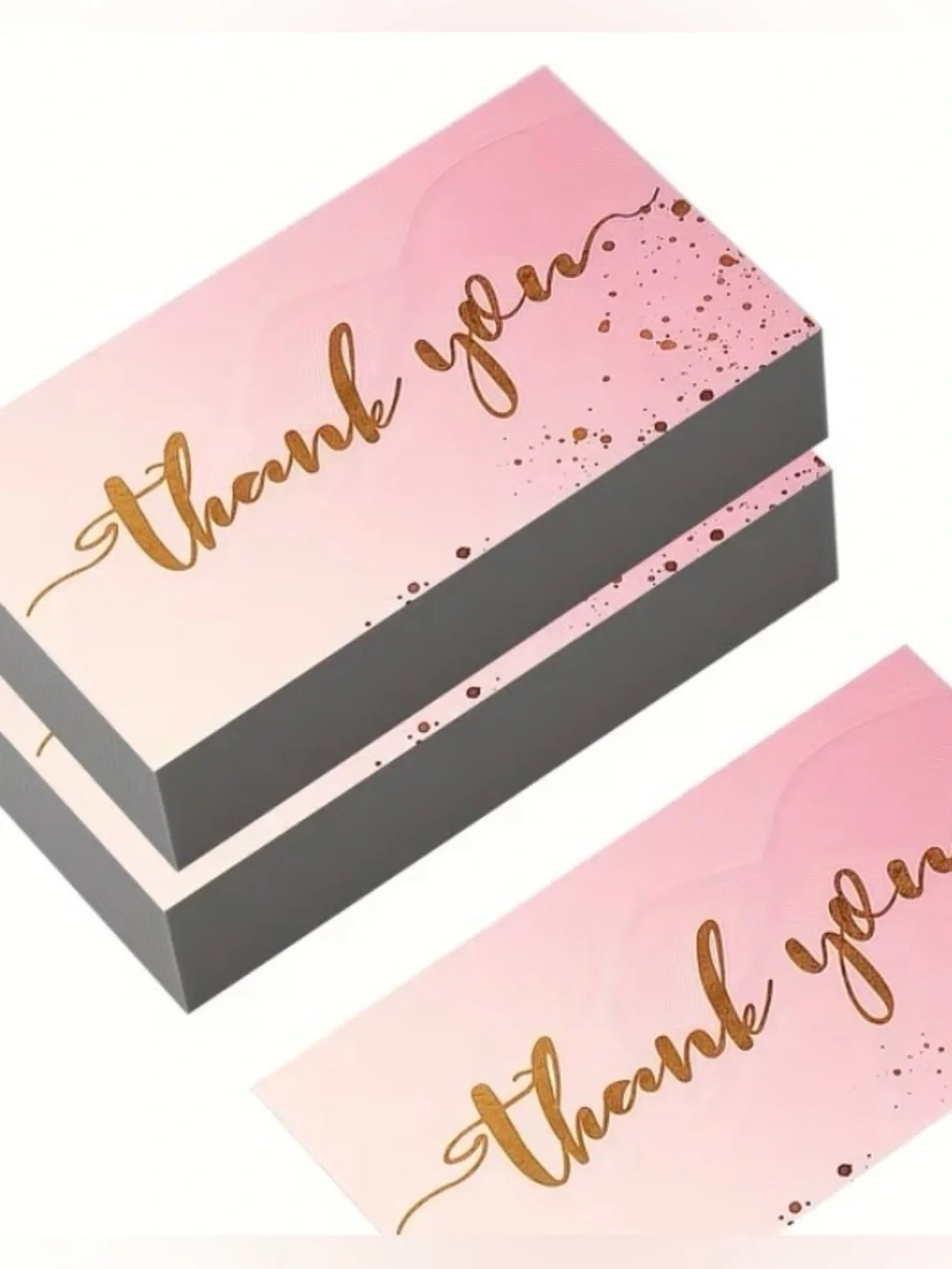 50 pc Thank You Cards with Gold Script